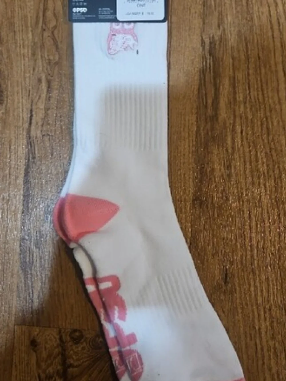 PSD White Crew Socks with Pink Owl and Accents